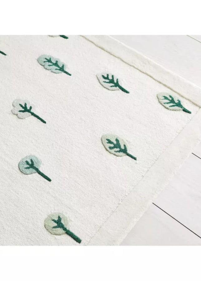 Hand-Tufted Wool Woodland Rug: Kids Nursery Playmat, Tree Design