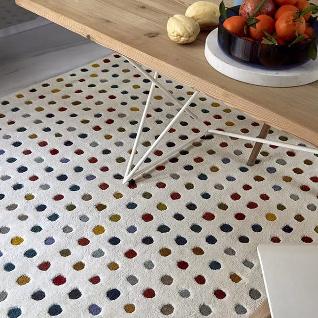 Hand Tufted Wool Polka Dot Rug: Multicolor Boho Decor