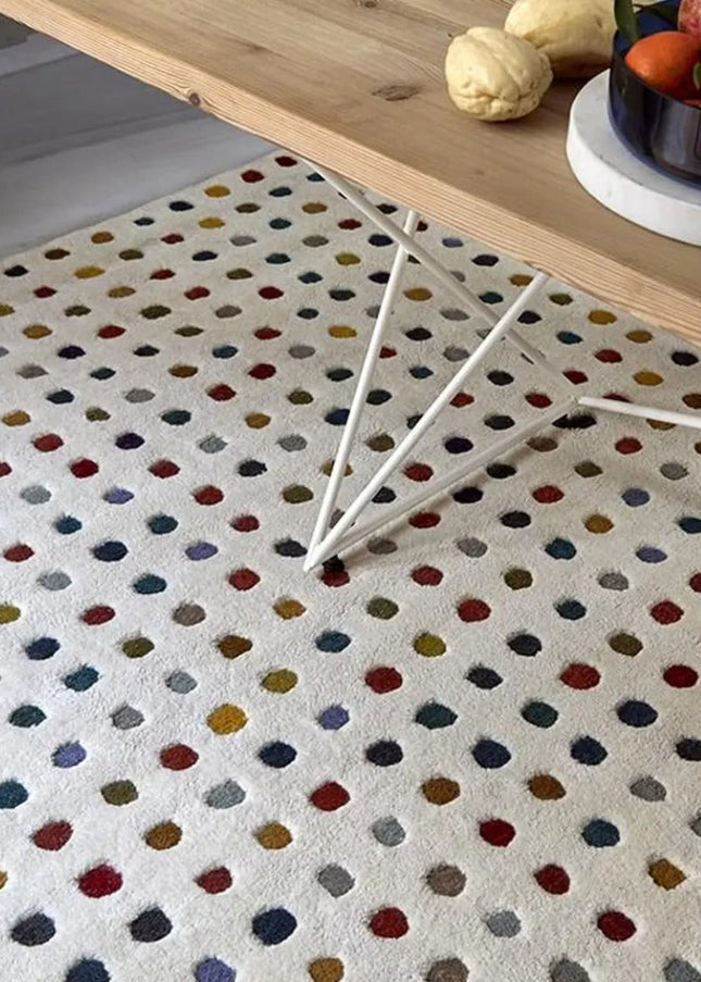Hand Tufted Wool Polka Dot Rug: Multicolor Boho Decor