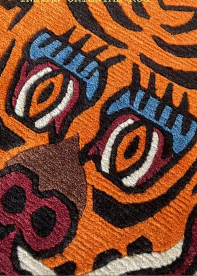 Hand Tufted Tibetan Tiger Wool Rug: Modern Animal Decor