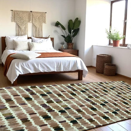 Polka Dot Wool & Viscose Rug: Hand-Tufted Modern Colorful Carpet