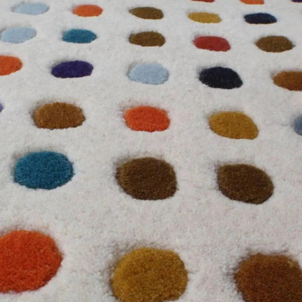 Hand Tufted Wool Polka Dot Rug: Multicolor Boho Decor