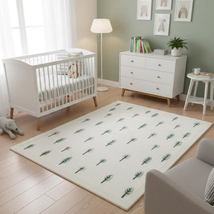 Hand-Tufted Wool Woodland Rug: Kids Nursery Playmat, Tree Design