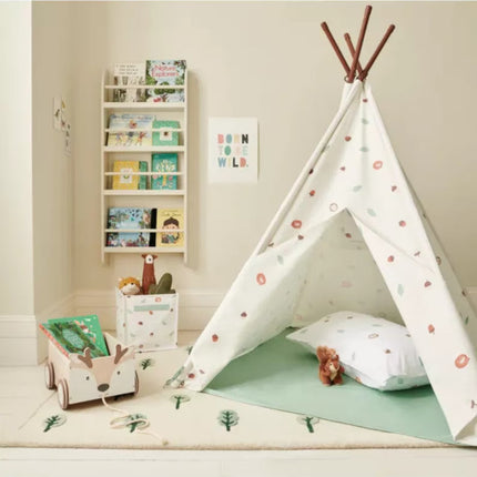 Hand-Tufted Wool Woodland Rug: Kids Nursery Playmat, Tree Design
