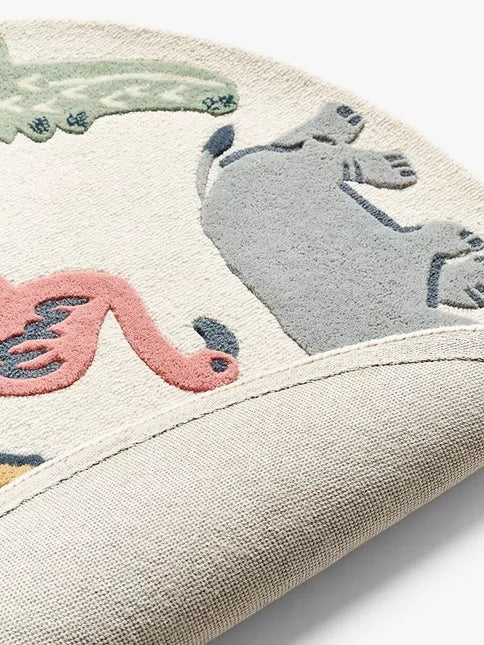 Round Animals Rug for kids Room Decor