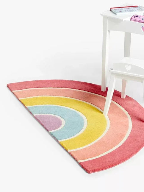 Rainbow Shaped Hand Tufted 100% Wool Rug Area Carpet