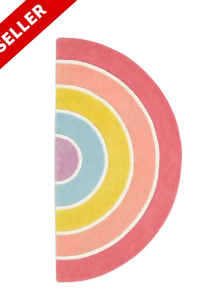Rainbow Shaped Hand Tufted 100% Wool Rug Area Carpet