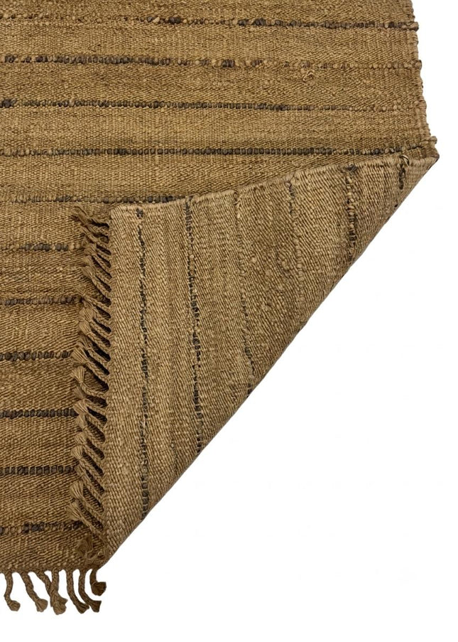 Handwoven Jute Area Rug, Mustard Ochre Striped Rug with Fringe, Natural Boho Farmhouse Rug, Rustic Textured Living Room Rug