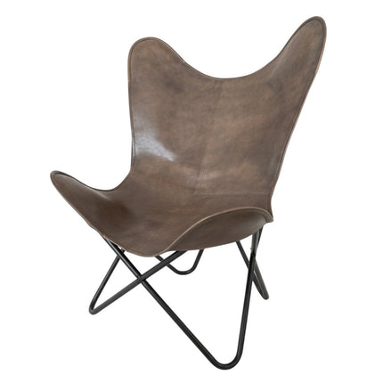 Handmade Leather Butterfly Chair Dark Brown Recliner