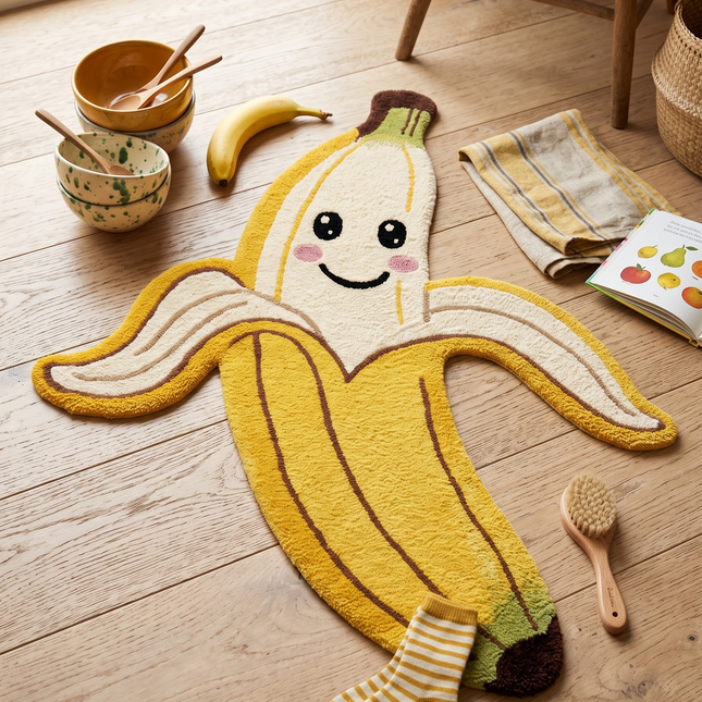 Banana Rug – Handmade Tufted Cute Fruit Carpet for Kids Room