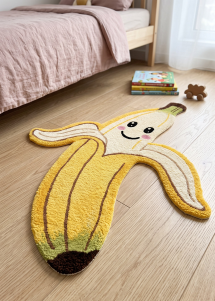 Banana Rug – Handmade Tufted Cute Fruit Carpet for Kids Room
