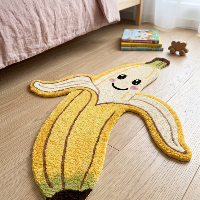 Banana Rug – Handmade Tufted Cute Fruit Carpet for Kids Room