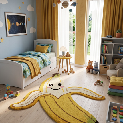 Banana Rug – Handmade Tufted Cute Fruit Carpet for Kids Room