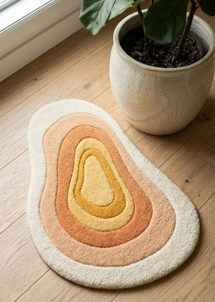 Abstract Hand Tufted Wool Rug, Amber Flow Modern Floor Carpet
