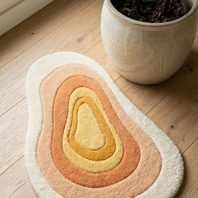 Abstract Hand Tufted Wool Rug, Amber Flow Modern Floor Carpet