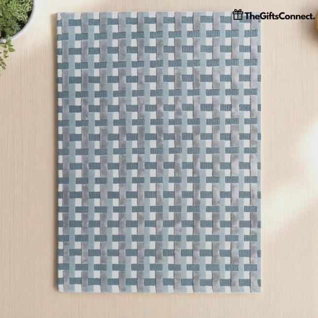 Modern Blue Checkered Wool & Silk Rug - Hand-Tufted 8x10 Area Rug