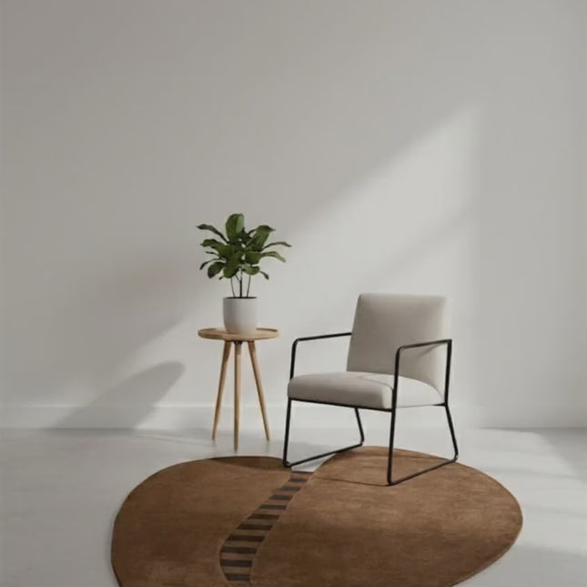 Chocolate Brown Abstract Wool Rug – Hand Tufted Irregular Shape Rug