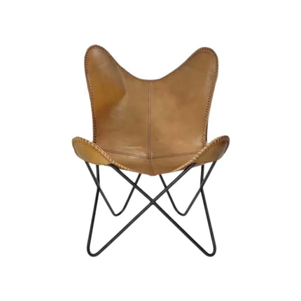 Light Brown Soft Leather Butterfly Chair
