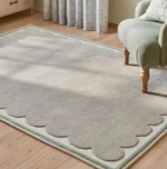 Modern Hand Tufted Scallop Wool Rug,Ultra Soft Wool Rug For Living Room,Bedroom Decor,Handmade Scalloped Pattern Area Rug