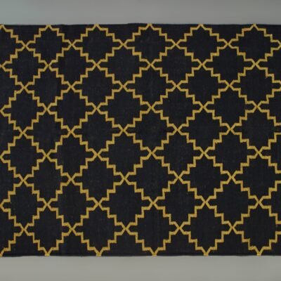 Gold and Silver Bling Cotton Area Rug, Handmade Modern Cotton Reversible Rug Pink Black Peach, Beautiful Bling Cotton Vintage Kilim Rug