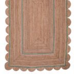 Natural Fern Green Scallop Jute Rug, Scalloped Jute Runner, Large Area Jute Runner, Bedroom/livingroom/Hallway Rugs, Hand braided Custom Rug