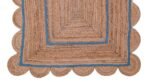 Natural Flint Blue Jute Scallop Rug, Scalloped Jute Runner, Hand Braided Jute Runner, Anti-slip Area Rugs, Custom Rugs