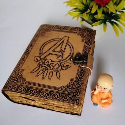 Avengers Logo Embossed Leather Notebook for Adventure Writing, Marvel Avengers Mightiest Hero Leather notebook Best Unisex Gift