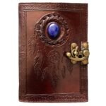 Dream Catcher Journal with Lapis Stone, Celtic Leather Sketchbook Handmade Coptic Binding, Best Gift Writers & Artists