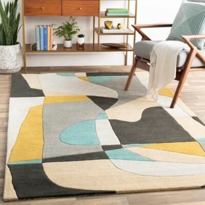 Exclusive Tufted Irregular Shape Aesthetics Rugs Unique Handmade 100% Wool Carpet Area Rugs for Home, Living Room, Dining, Bedroom, Kitchen