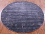 Round Gabbeh Hand Knotted Wool Area Rug, Round Aesthetic Wool Rug For Home Decor, Custom Boho Wool Rugs For Living Room