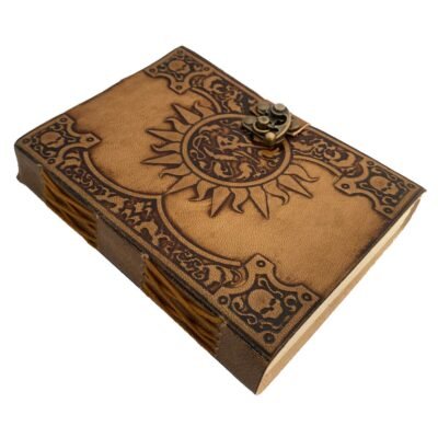 Door of The Sun Leather Journal, Book of Shadows Refillable Vintage Celestial Design Blank Notebook, Best Gift for Unisex