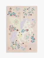 Hand Tufted Enchanted Garden Wool Rug, Beautiful Soft Unicorn Carpet for Kids Room Decor, Wool Area Rug for Living Room