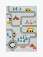 Hand Tufted Kids Transport Road 100% Wool Rug, Car Road Area Soft Rug, Nonslip kids Playmat, Boys Room Rug, Modern Rugs