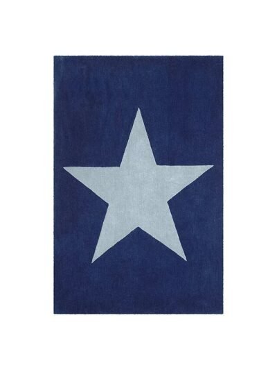 Hand Tufted Big Star 100% Wool Rug, Nonslip Star Pattern Playmat Kids Room Decor Rug, Washable Kids Area Rugs