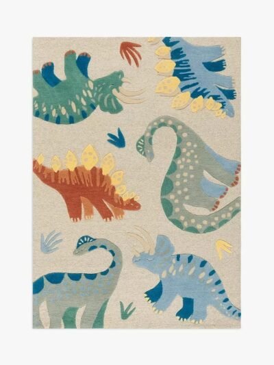 Hand Tufted Dinosaur World Soft Wool Rug, Animal Rug for Kids Room, Non-slip Carpet for Child Room Decor, Playmat Rug