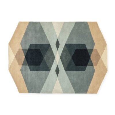 Hand Tufted Octagonal Shape Wool Area Rug, Modern Geometric Woolen Carpet for Living Room Decor, 8×10/9×12 Soft Wool Rugs