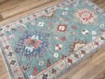 Handwoven Floral Oushak Wool Rug, Turqouise Color Traditional Carpet For Living Room Decor, 9×12 8×10 Turkish Area Rugs