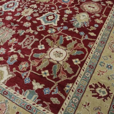 Traditional Maroon Color Oushak Wool Rug, Handwoven Oushak Carpet for Living Room, Persian Wool Area Rug