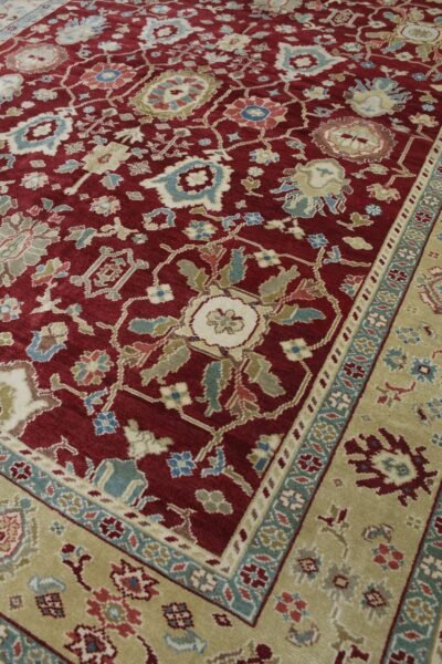 Traditional Maroon Color Oushak Wool Rug, Handwoven Oushak Carpet for Living Room, Persian Wool Area Rug