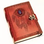 Celtic Dream Catcher Leather Journal, Handmade Paper Refillable Journal With Stone Gifts For Unisex, Antique Journals