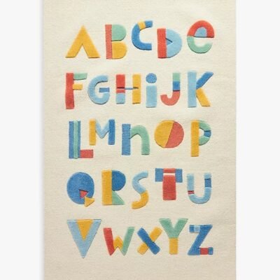 Alphabet Hand Tufted Kids Educational Rug, Multicolor Kids Woolen Playmat, ABC Kids Carpet, Nursery Rug, Gift For Kids