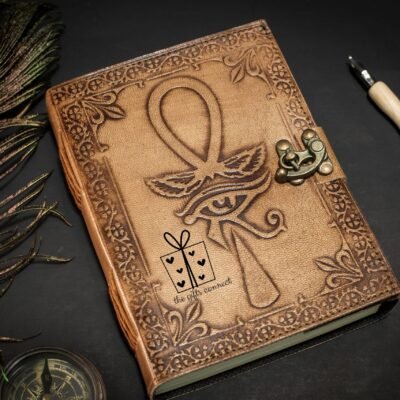 Eye of Horus Leather Journal, Evil Eye Book of Shadows Grimoire Leather Notebook, Blank Journal Egyptian God Notebook