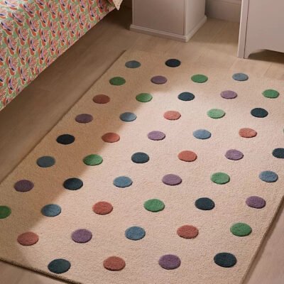 Polka Dots Hand Tufted Wool Rug, Modern Colorful Balls Patterned Decorative Rug, Beautiful Area Rug For Kids Room Decor