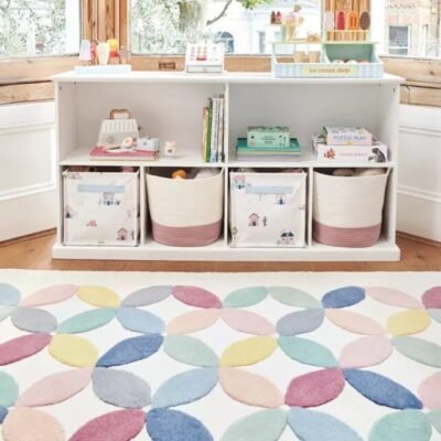 Handtufted Flower Pattern Wool Rug,Modern Decorative Carpet For Kids Room Decor,Soft Durable Kids Area Rug, Gift For Kids