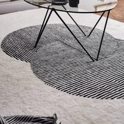 Hand Tufted Clique Pattern Wool Rug, Soft Modern Carpet For Living Room Decor, Handmade Minimalistic Wool Area Rug