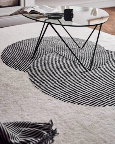 Hand Tufted Clique Pattern Wool Rug, Soft Modern Carpet For Living Room Decor, Handmade Minimalistic Wool Area Rug