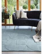 Hand Tufted Geometric Pattern Wool Rug, Modern Wool Rug For Living Room Decor, Minimalistic Woolen Carpet, Wool Area Rug