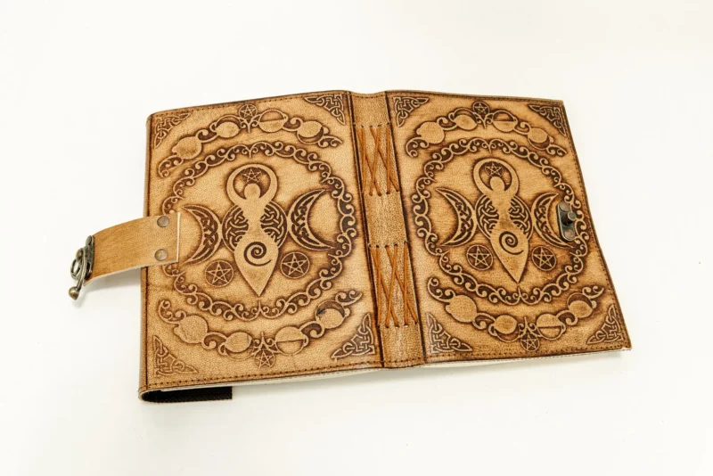 Triple Moon Goddess Leather Journal - Image 4