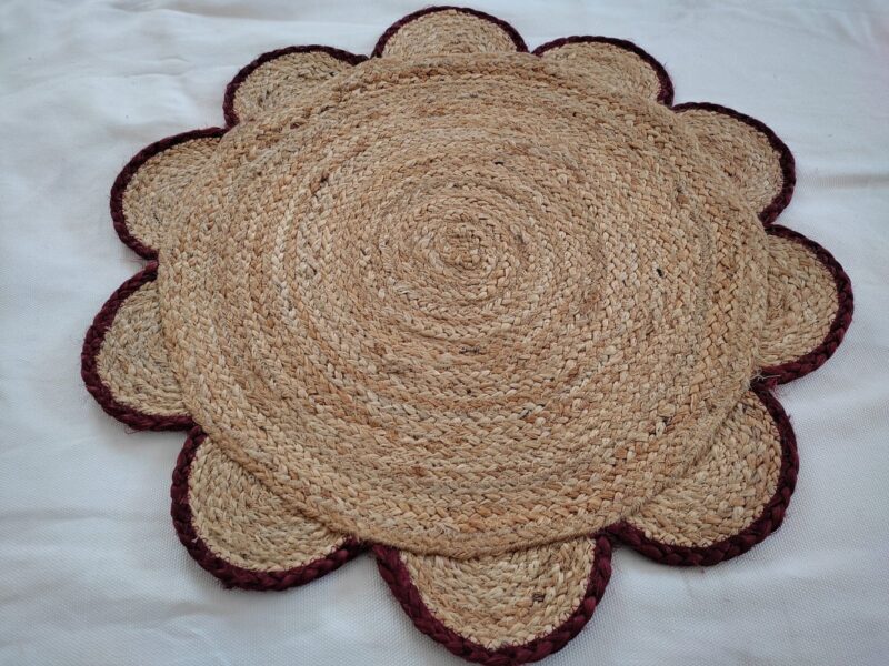 Natural Scallop Round Handmade Jute Rug - Image 8