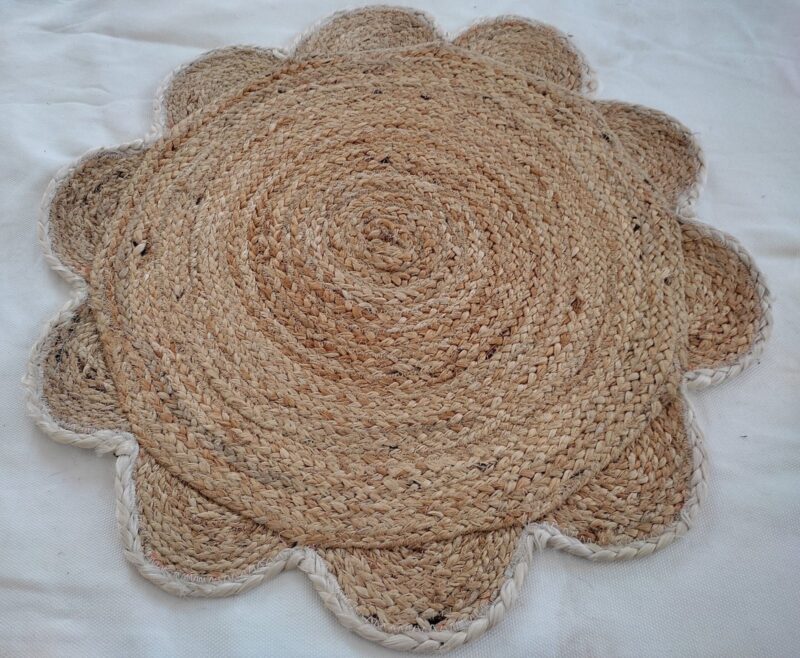 Natural Scallop Round Handmade Jute Rug - Image 11